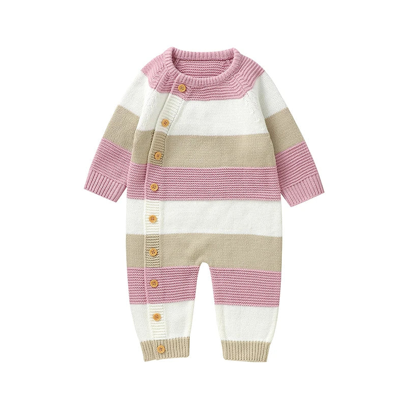 Striped Knit Baby Romper for Everyday Comfort
