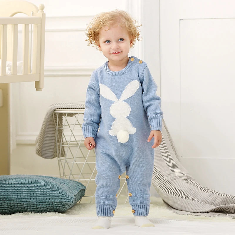 Cute Rabbit Knitted Baby Rompers for Newborns