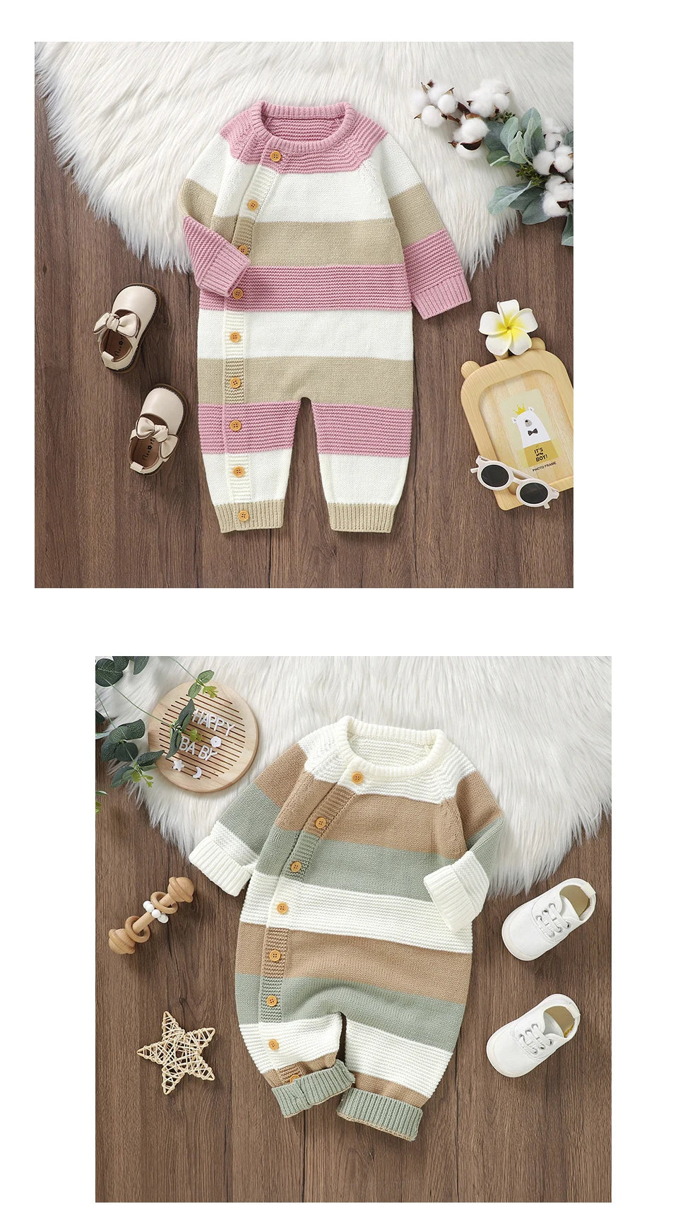 Striped Knit Baby Romper for Everyday Comfort
