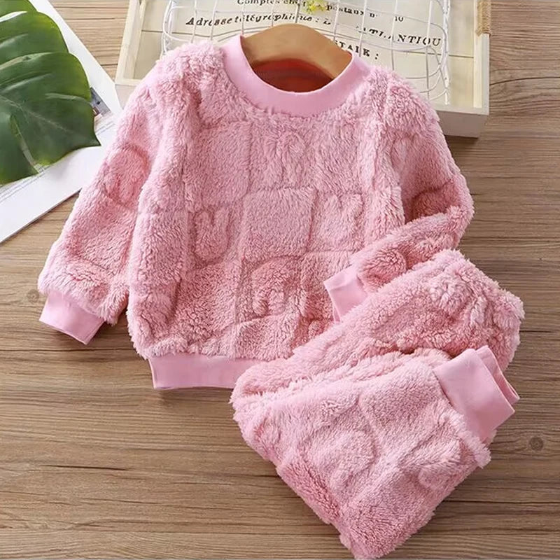 Korean Cloud Soft Kids Fleece Pajama Set