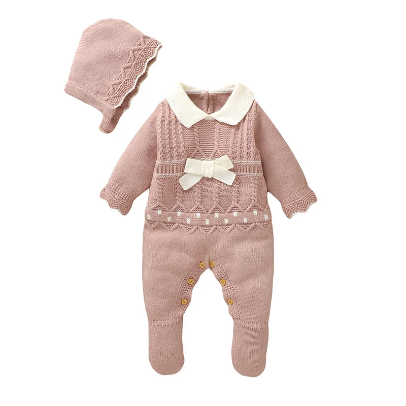 Adorable Vintage Pink Knit Long Sleeve Jumpsuit