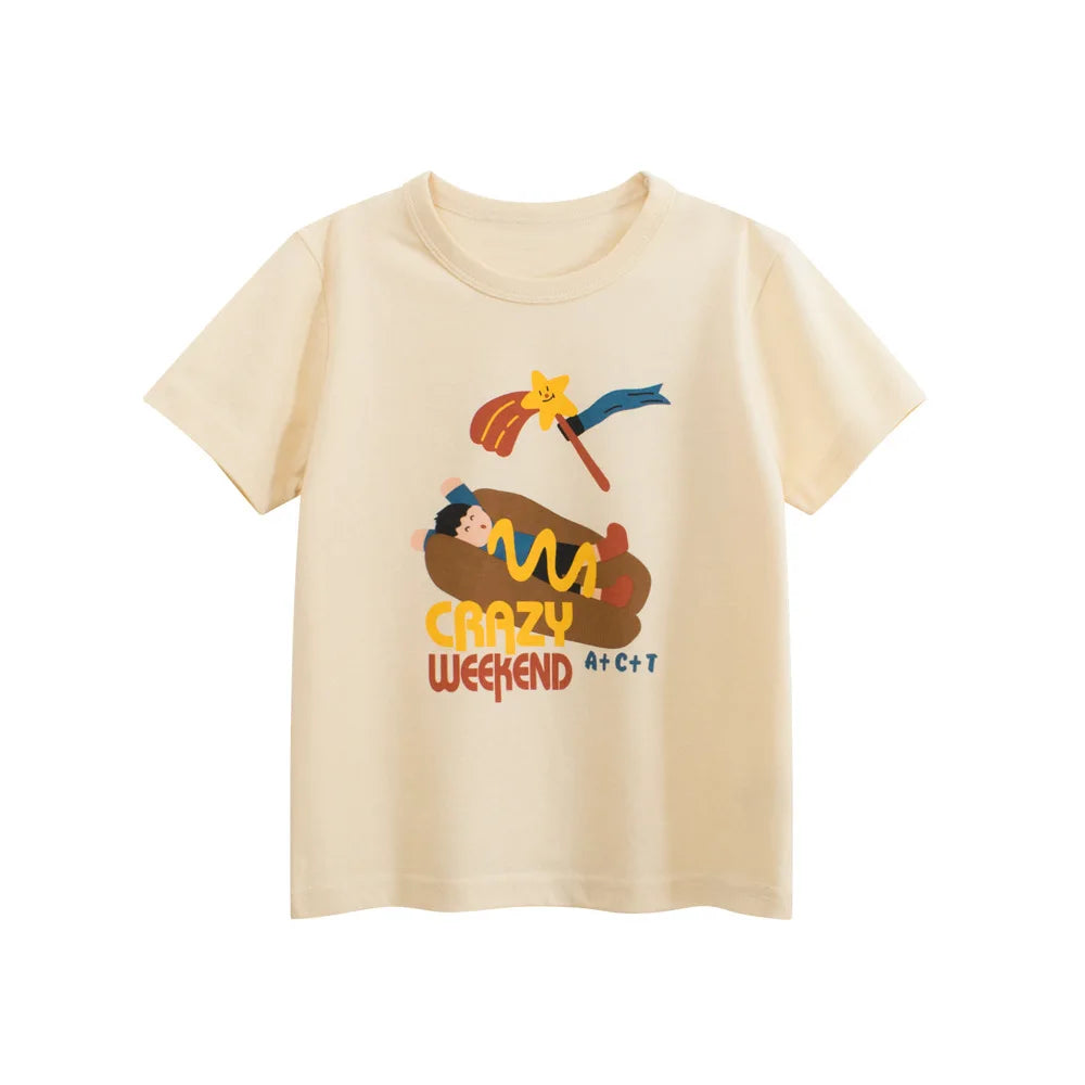 Graffiti Print Everyday Fun Kids Cotton Graphic Shirt