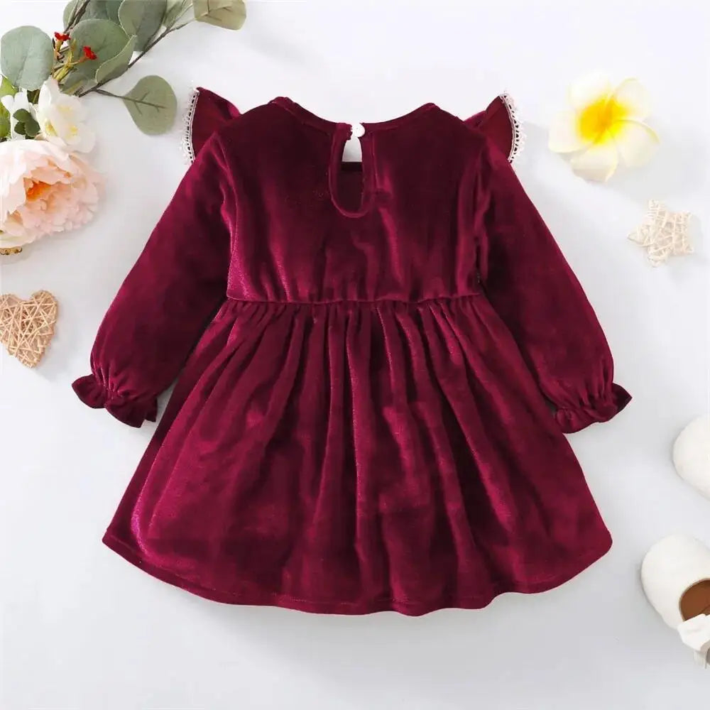 Burgundy Baby Girl Ruffle Dress