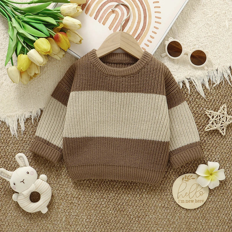 Warm Colorblock Toddler Knit Sweater for Cool Weather